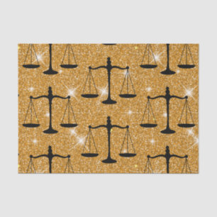 Justice Symbol Balanced Scales Golden Glitter Tissuepapier