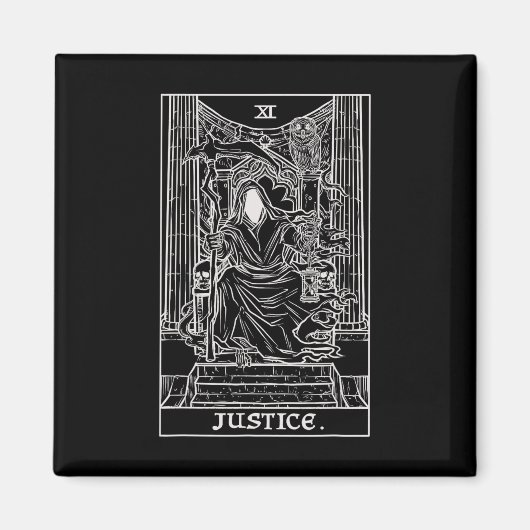 Justice Tarot Card Grim Reaper Halloween Gothic Ho Magneet (Voorkant)