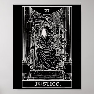 Justice Tarot Card Grim Reaper Halloween Gothic Ho Poster