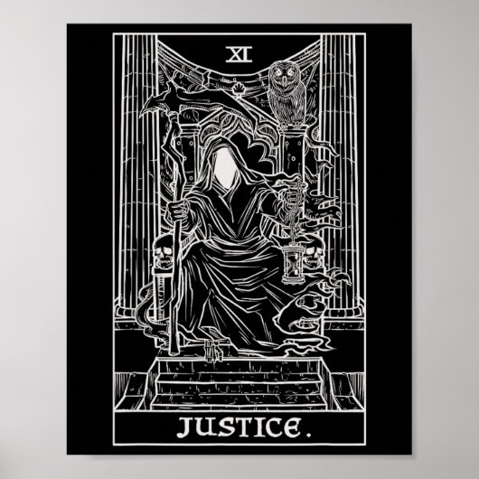 Justice Tarot Card Grim Reaper Halloween Gothic Ho Poster (Voorkant)