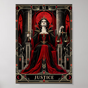 Justice Tarot Kaart Kunst Gotische Vampier Koningi Poster