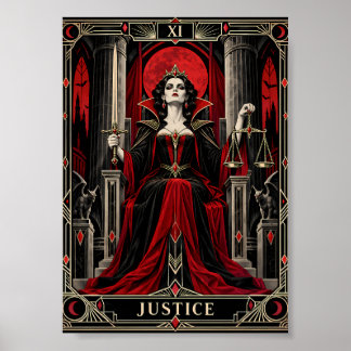 Justice Tarot Kaart Kunst Gotische Vampier Koningi Poster