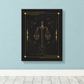 Justice Tarot kaartkunst Canvas Afdruk (Insitu (Houten vloer))