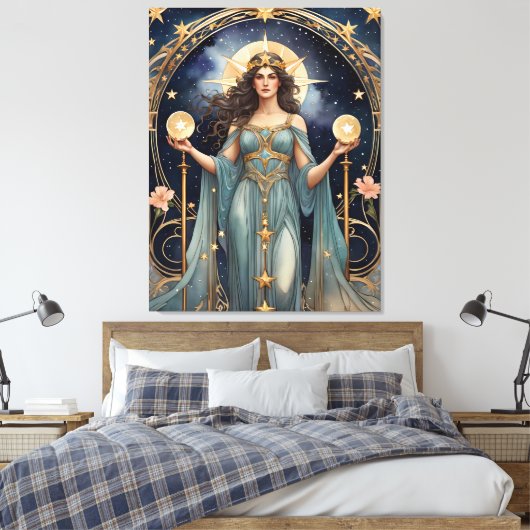 Justice Tarot schilderij geïnspireerd Canvas Afdruk (Insitu (Slaapkamer))