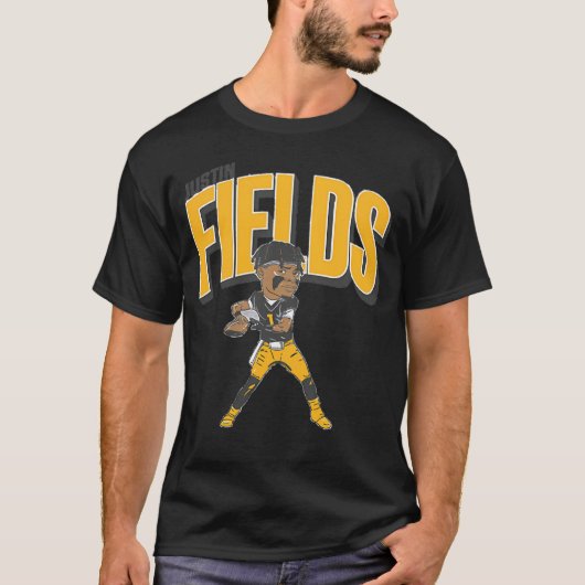 Justin Fields Pittsburgh Karikatuur T-shirt (Voorkant)