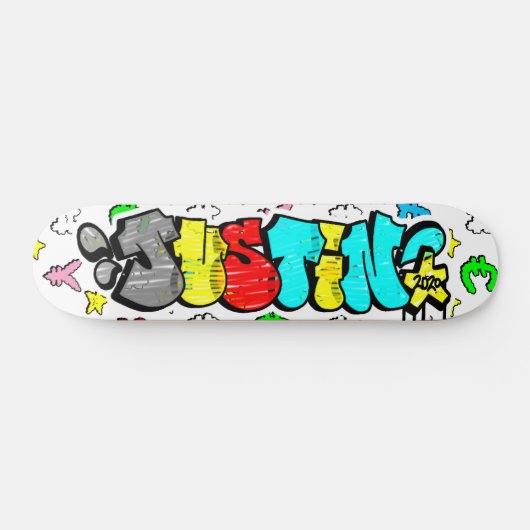 Justin Graffiti aangepast skateboard (Horizontaal)