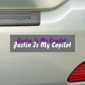 Justin is mijn copilot bumpersticker (Op auto)