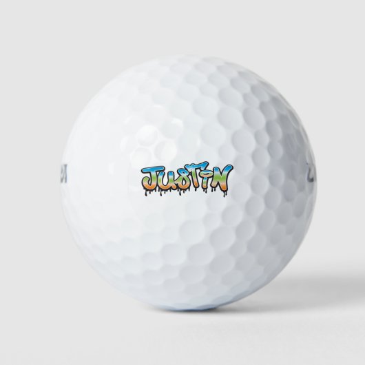 Justin Jouw naam graffiti Golfballen (Voorkant)
