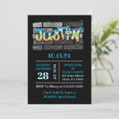 Justin Jouw naam graffiti Logo Brick Wall Paint Kaart (Staand voorkant)