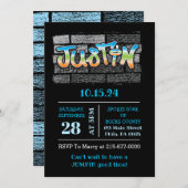 Justin Jouw naam graffiti Logo Brick Wall Paint Kaart (Voorkant / Achterkant)