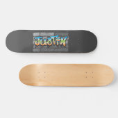 Justin Jouw naam graffiti Logo Brick Wall Paint Persoonlijk Skateboard (Horizontaal)