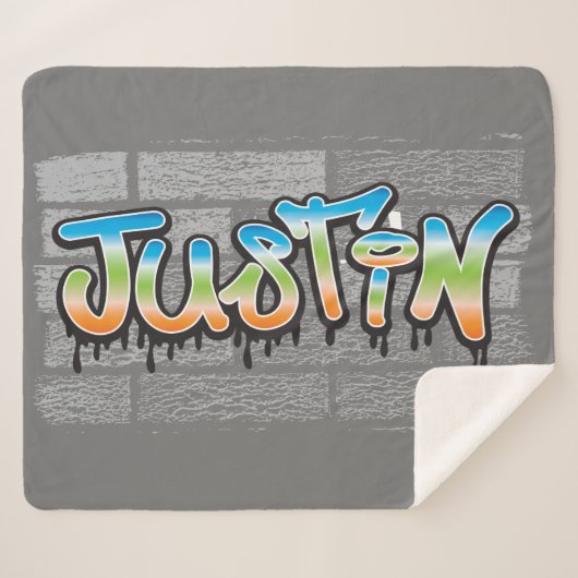 Justin Jouw naam graffiti Logo Brick Wall Paint Sherpa Deken (Voorkant (horizontaal))
