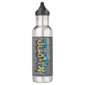 Justin Jouw naam graffiti Logo Brick Wall Paint Waterfles (Rechts)