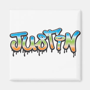 Justin Jouw naam graffiti Magneet