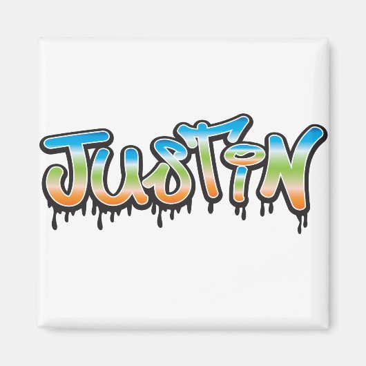 Justin Jouw naam graffiti Magneet (Voorkant)