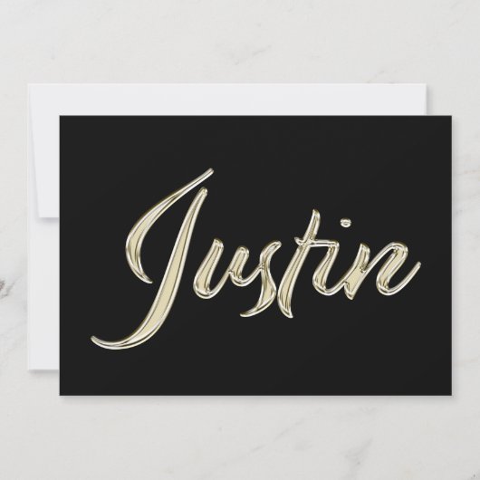 Justin Name white gold Handwriting Karte Kaart (Voorkant)
