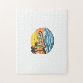 Justin Retro Zonsondergang Naam Ontwerp Legpuzzel (Verticaal)