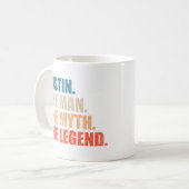 Justin The Man The Myth The Legend Koffiemok (Voorkant links)