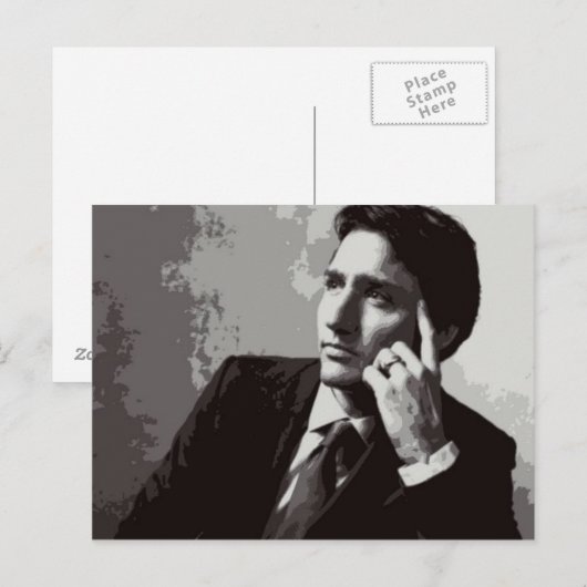 Justin Trudeau 2015 gestileerd Briefkaart (Voorkant / Achterkant)