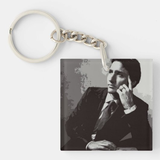 Justin Trudeau 2015 gestileerd Sleutelhanger (Voorkant)