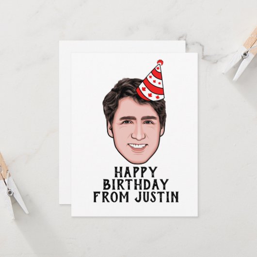JUSTIN TRUDEAU BIRTHDAY KAART (Voorkant / Achterkant in situ)