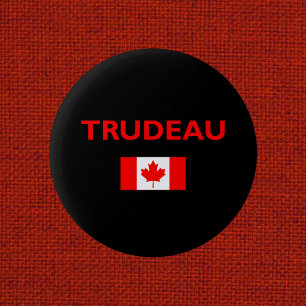 Justin Trudeau Canada Canadese Vlag Donker Ronde Button 5,7 Cm