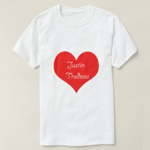 Justin Trudeau Canada Cute Heart Design Red White T-shirt