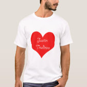Justin Trudeau Canada Cute Heart Design Red White T-shirt (Voorkant)