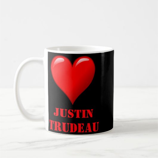 Justin Trudeau Cute Red Heart Love Red White Cool  Koffiemok (Links)