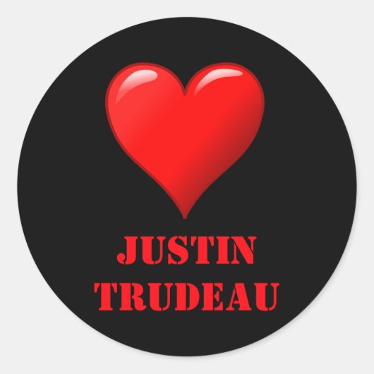 Justin Trudeau Cute Red Heart Love Red White Cool  Ronde Sticker (Voorkant)