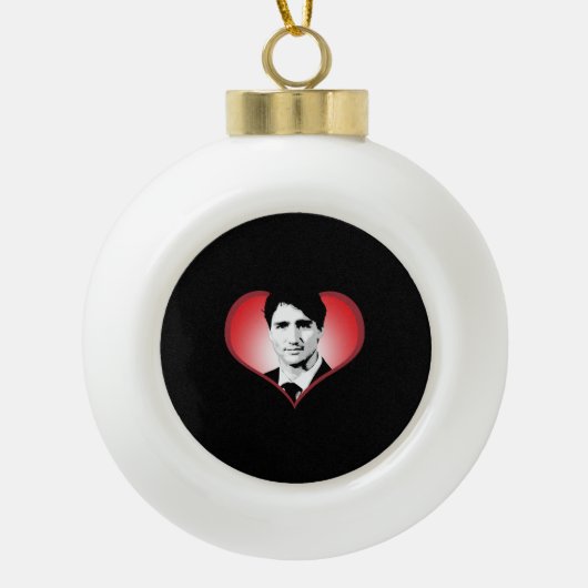 Justin Trudeau Heart -.png Keramische Bal Ornament (Voorkant)