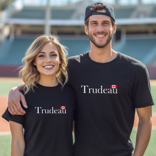 Justin Trudeau Officiële Canadese vlag Donkere kle T-shirt