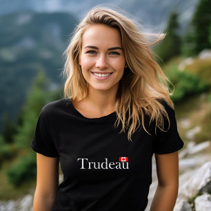 Justin Trudeau Officiële Canadese vlag Donkere kle T-shirt