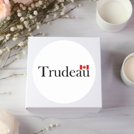 Justin Trudeau Officiële Canadese Vlag Lichtkleur Ronde Sticker