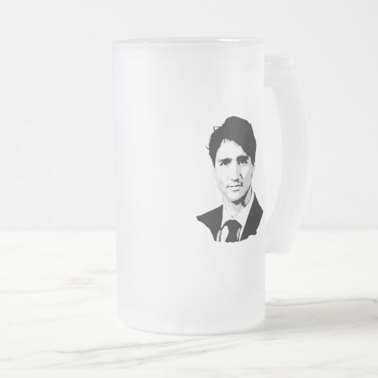Justin Trudeau Portrait Matglas Bierpul (Voorkant rechts)
