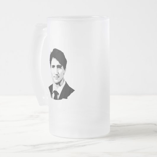 Justin Trudeau Portrait Matglas Bierpul (Voorkant links)