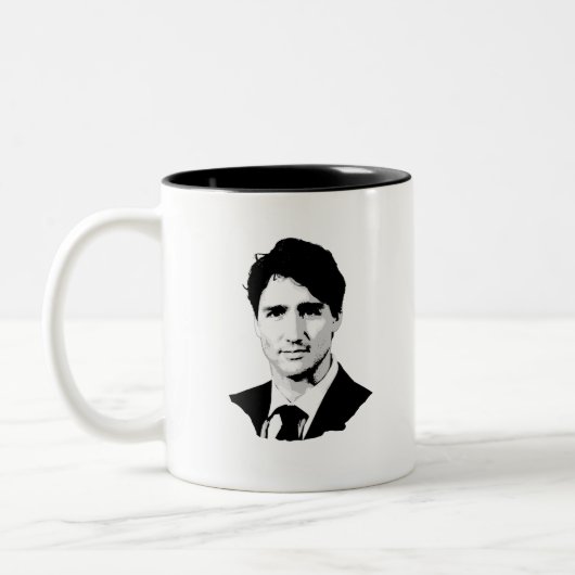 Justin Trudeau Portrait Tweekleurige Koffiemok (Links)