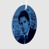 Justin Trudeau portret 2014 in blauw Ornament (voorkant)