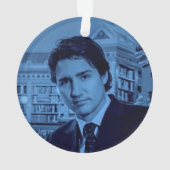 Justin Trudeau portret 2014 in blauw Ornament (achterkant)