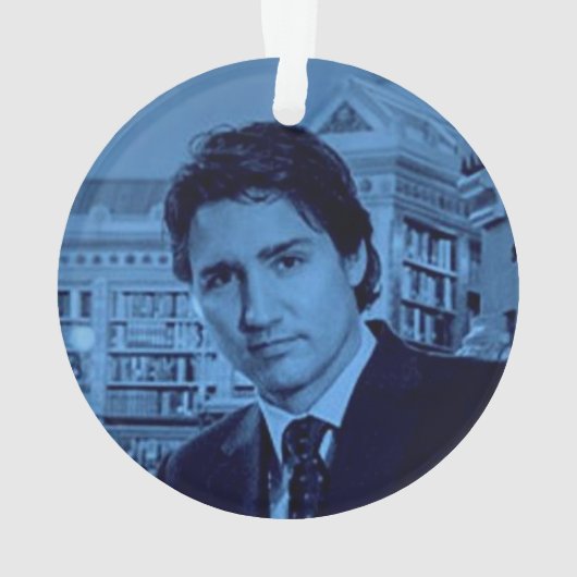 Justin Trudeau portret 2014 in blauw Ornament (achterkant)
