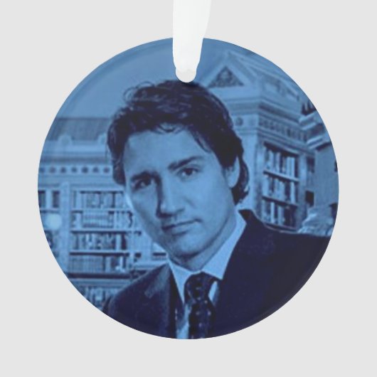 Justin Trudeau portret 2014 in blauw Ornament (voorkant)