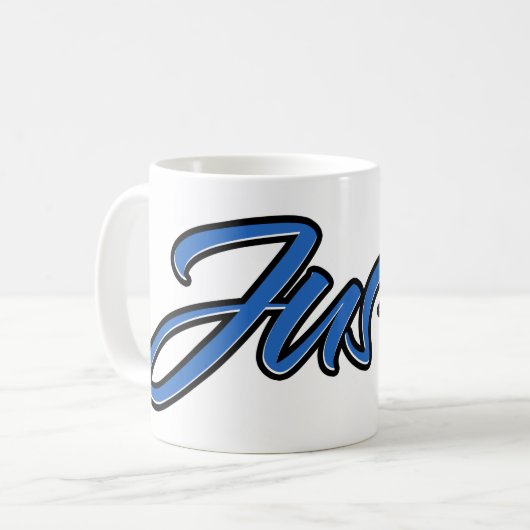 Justin Vorname Name blue Tasse Kaffeetasse Koffiemok (Voorkant links)