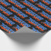 Justin Vorname Name Graffiti blue orange Cadeaupapier (Hoek)