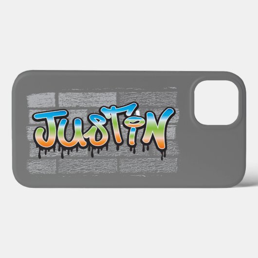 Justin Your Name graffiti Logo Brick Wall Paint Case-Mate iPhone Case (Achterkant (horizontaal))