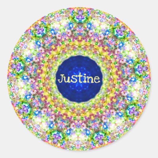JUSTINE ~ Sweet Floral Pattern ~ Persoonlijk ~ Ronde Sticker (Voorkant)