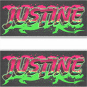 Justine Vorname Name Graffiti Aufkleber Sticker (Voorkant)
