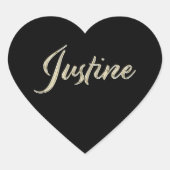 Justine white gold Handwriting Aufkleber Herz Hart Sticker (Voorkant)