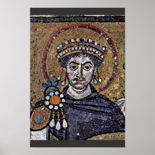 Justiniaans I, San Vitale (Ravenna) Choir Mosaics  Poster (Voorkant)