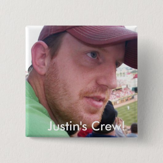 Justin's Semi-Colon Crew. Vierkante Button 5,1 Cm (Voorkant)