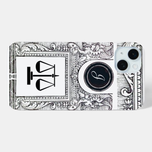 JUSTITIE JURIDISCHE KANTOOR, ATTORNEY Monogram Whi Case-Mate iPhone Case (Achterkant (horizontaal))